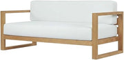 White Teak Patio Sofa, All-Weather Durable, Cushioned Seating, Elegant Outdoor Furniture for Garden and Patio