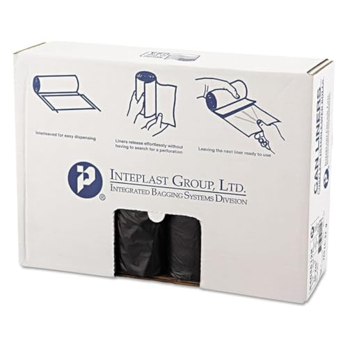 Inteplast 250 Count (Pack of 1) / Black / 45.0 gallons Can Liners