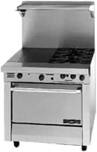 Garland M42-6S Master Series Heavy Duty 34" Gas Range with (2) 35,000 BTU Open Burners, (1) 17" Even Heat Hot Top & Storage Base