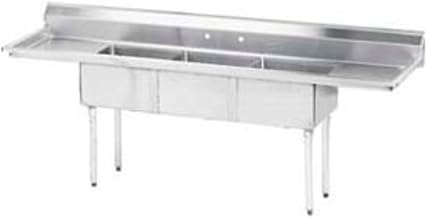 Economy 60" x 20" Triple Fabricated Bowl Scullery Sink by Advance Tabco – Stainless Steel, Silver, Model FE-3-1014-15RLX