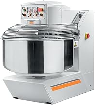 Heavy-duty Commercial Spiral Dough Mixer 220 Lbs/ 100Kg Capacity Made in Italy Omcan 49123, light gray