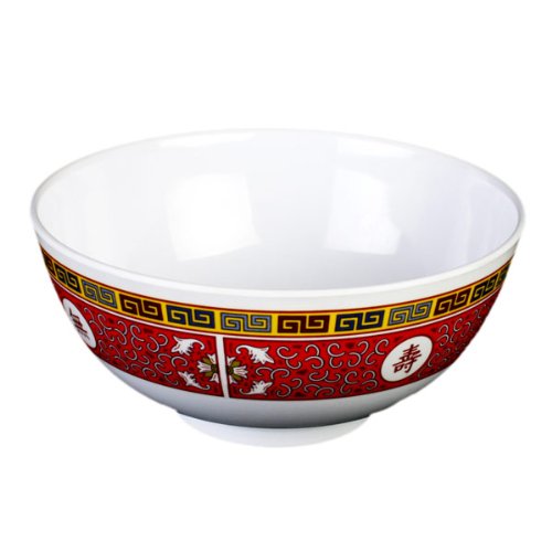 Melamine 8-Inch Rice Bowl by Thunder – 56.0 ounces, Melamine, Red, White, Yellow