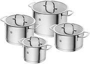 ZWILLING TrueFlow 4-Piece Saucepan Set with Pouring Function, Induction Safe, Stainless Steel, Silver
