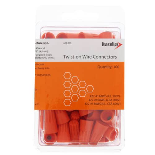 Wire connector (100 Pack) by Diversitech – copper, Orange, Model 623-003