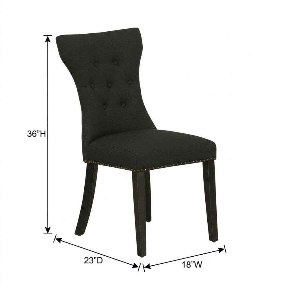 Wooden Parsons Dining Chair with Upholstered Seat by Furnifact – Wood, Black, Pack of 2