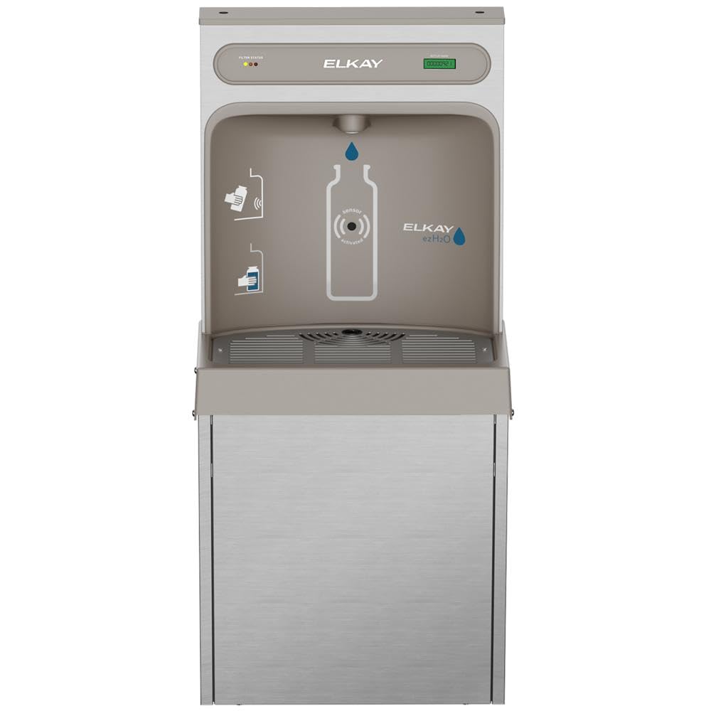 ezH2O Refrigerated Surface Mount Bottle Filling Station Filtered 8GPH Stainless Steel by Elkay – Stainless Steel, Model LZ8WSSSMC