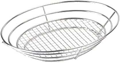 G.E.T. 4-84814 Grid Basket with Raised Grid Base, Stainless Steel, 12-1/2" x 9-1/4" x 2-1/4", Oval, Case of 12