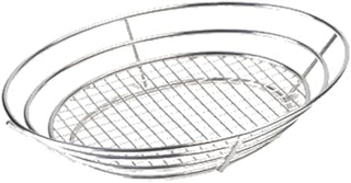 G.E.T. 4-84814 Grid Basket with Raised Grid Base, Stainless Steel, 12-1/2" x 9-1/4" x 2-1/4", Oval, Case of 12