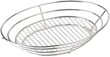G.E.T. 4-84814 Grid Basket with Raised Grid Base, Stainless Steel, 12-1/2" x 9-1/4" x 2-1/4", Oval, Case of 12