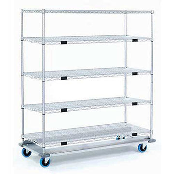 Open Sided Wire Exchange Truck by Nexel – 48"L x 24"W x 69"H, 12-Gauge Powder Coated Steel, Chrome, Model 558819A