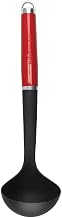 KitchenAid Nylon Cooking Ladle – Empire Red | Safe for non-stick pans and dishwasher friendly for easy cleanup, with an integrated hanging loop for simple storage.