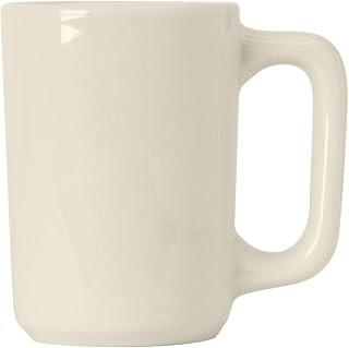 Tuxton China BEM-1007 Texan Mug, 10 oz., 3-1/4" dia. x 4-1/2"H, microwave & dishwasher safe, oven proof, fully vitrified, lead-free, ceramic, DuraTux, Eggshell, Pack of 12