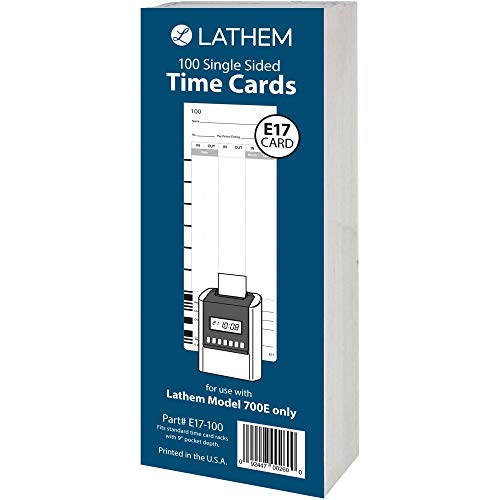 LTHE17100 - Model 700E Clock Single Sided Time Cards by Lathem – Small, White, Pack of 100, Model 1401898