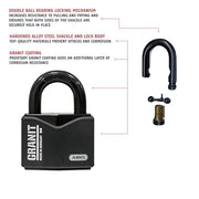 ABUS Keyed Alike / Body width: 2 29/64" Shackle diameter: 7/16" Shackle clearance: 1 3/64" / Black Keyed Padlocks
