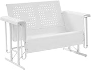 Bates White Outdoor Loveseat Glider, Cozy Seating, Durable Frame, Stylish Design, Patio or Garden, Supports 2 People