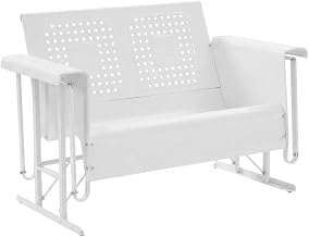 Bates White Outdoor Loveseat Glider, Cozy Seating, Durable Frame, Stylish Design, Patio or Garden, Supports 2 People