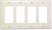 Pass & Seymour Legrand TP264-I 4-Gang Decorator GFCI Rocker Switch Wall Plate, Trademaster Size, Unbreakable Nylon, Ivory