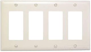 Pass & Seymour Legrand TP264-I 4-Gang Decorator GFCI Rocker Switch Wall Plate, Trademaster Size, Unbreakable Nylon, Ivory
