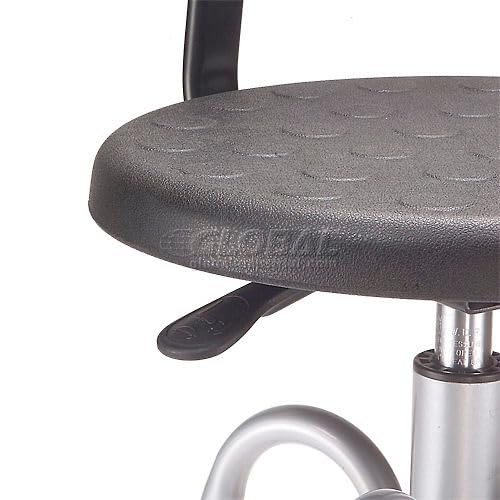 Polyurethane Shop Stool with Backrest Black by Global Industrial – Polyurethane, Black, Model A812TS
