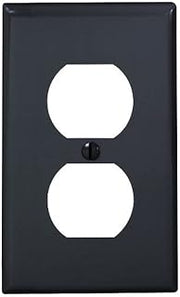 Leviton 1-Gang Duplex Device Receptacle Wallplate, Standard Size, Thermoplastic Nylon, Device Mount, 80703-E, Black