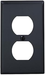 Leviton 1-Gang Duplex Device Receptacle Wallplate, Standard Size, Thermoplastic Nylon, Device Mount, 80703-E, Black