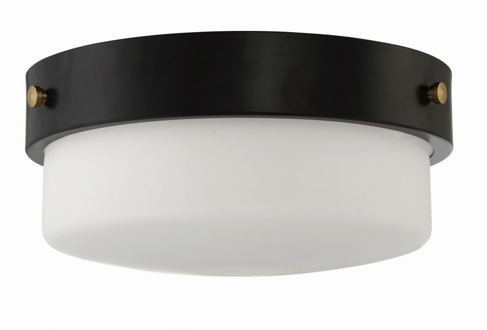 Oak Street 13.75" Flushmount Flat Black by Craftmade – 13" Width, Glass, Flat Black, Model X3214-FB