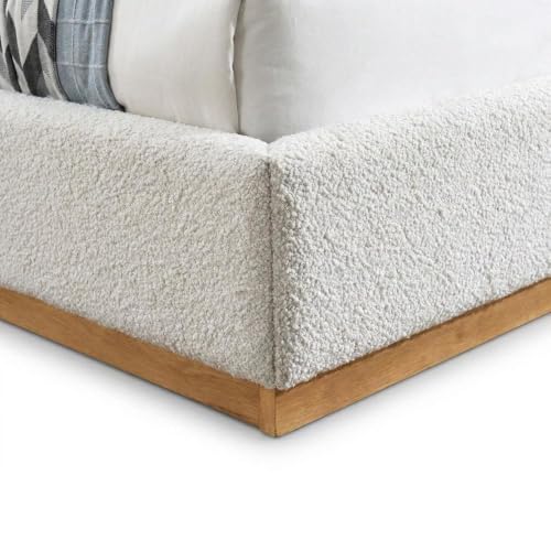 Starlight Canyon Home Boucle-Upholstered Wingback Platform Bed with Solid Wood Legs, King Size Bed Frame with Headboard, Cream Boucle Fabric - image 8