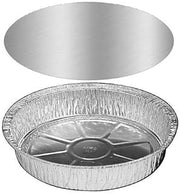 Handi-Foil 10" Round Aluminum Foil Take-Out Pan w/Board Lid Premium (Pack of 25)