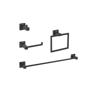 Isla 4-Pc Stainless Steel Hardware Set in Black by Elegant Kitchen and Bath – Stainless Steel, Black, Model HWB-12S4MBK