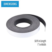 MasterVision 1" x 50' / White / NILL Magnetic Tape