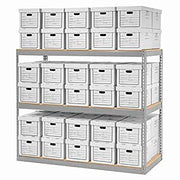 Record Storage Rack With Boxes 72"W x 30"D x 60"H by Global Industrial – Steel, Gray, Model 716850
