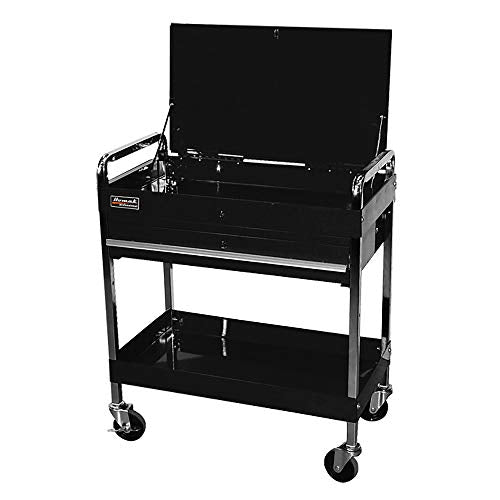 32" Professional 1 Drawer Service Cart - Black by Homak – 17.5"L x 34.5"W x 35.63"H, Metal, Black