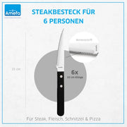 Amefa knife set / Steakbesteck Set für 6 Personen, schwarz / Silver, Black Steak Sets