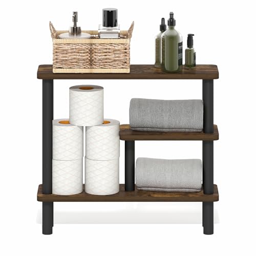 Furinno Amber Pine/Black / 5.71" x 20.87" x 18.35" / Contemporary Bathroom Shelves