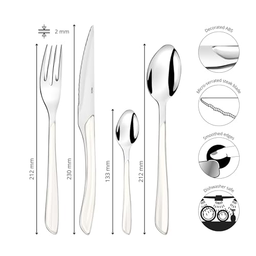 Amefa 32 Piece Cutlery Set for 8 People / White / Modern Flatware Sets