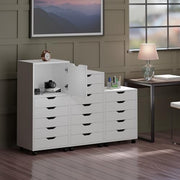 Winsome White / 1 Door, 17 Drawers / Transitional Storage Cabinets