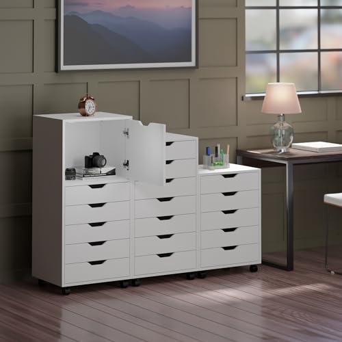 Winsome White / 1 Door, 17 Drawers / Transitional Storage Cabinets