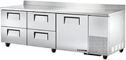 TRUE TWT-93D-4 Three Section 93" Deep Work Top Refrigerator, One Solid Door & Four Drawers