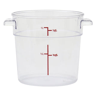 Clear Round Food Storage Container - 5" Dia x 5" D by HUBERT – Polycarbonate (PC), Clear, Model 0106001-PC