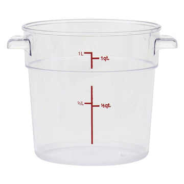 Clear Round Food Storage Container - 5" Dia x 5" D by HUBERT – Polycarbonate (PC), Clear, Model 0106001-PC