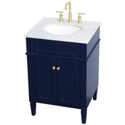 24 Inch Single Bathroom Vanity in Blue by Elegant Decor – 24" - Single, Wood, Blue,gold, Model VF12524BL