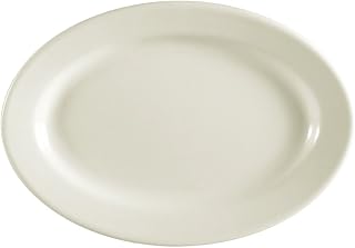 CAC China REC-61 Rolled Edge 16-5/8 by 11-Inch Stoneware Oval Platter, American White, Box of 12