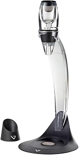 Vinturi Wine Aerator Deluxe Essential Red Wine Pourer and Decanter Tower Stand Set Easily and Conveniently Aerates Wine by the Bottle or Glass and Enhances Flavors with Smoother Finish, Black