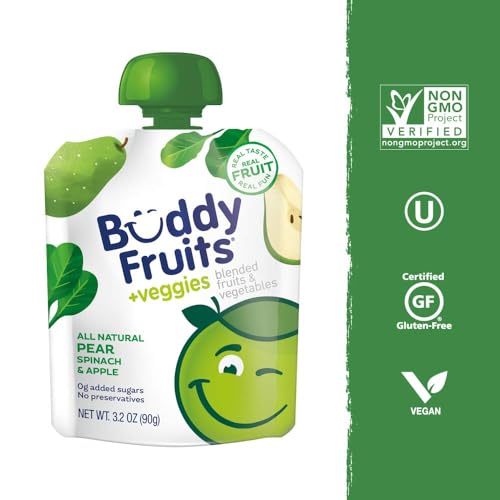 Buddy Fruits Pear & Spinach / 3.2 Ounce (Pack of 18) / 1 Applesauce