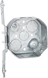RACO 127TS 1-1/2-Inch Deep Octagon Electrical Box with TS Wood-Metal Stud Bracket-Flush with 1/2-Inch - 3/4-Inch Knockout, 4-Inch