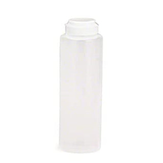 8 oz Hinged Top Squeeze Bottle [Set of 12] by Tablecraft – 8-Ounce, Plastic, White, Pack of 12, Model 2108C1