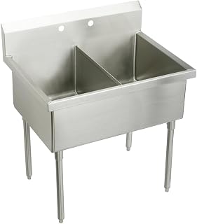 Elkay WNSF82600 Commercial 63" x 27-1/2" Floor Mount Double Compartment Scullery Sink