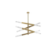 Ari Eight Light Pendant Satin Gold by Lighting Design – Iron and Crystal, Satin Gold, Model 2085L4SG
