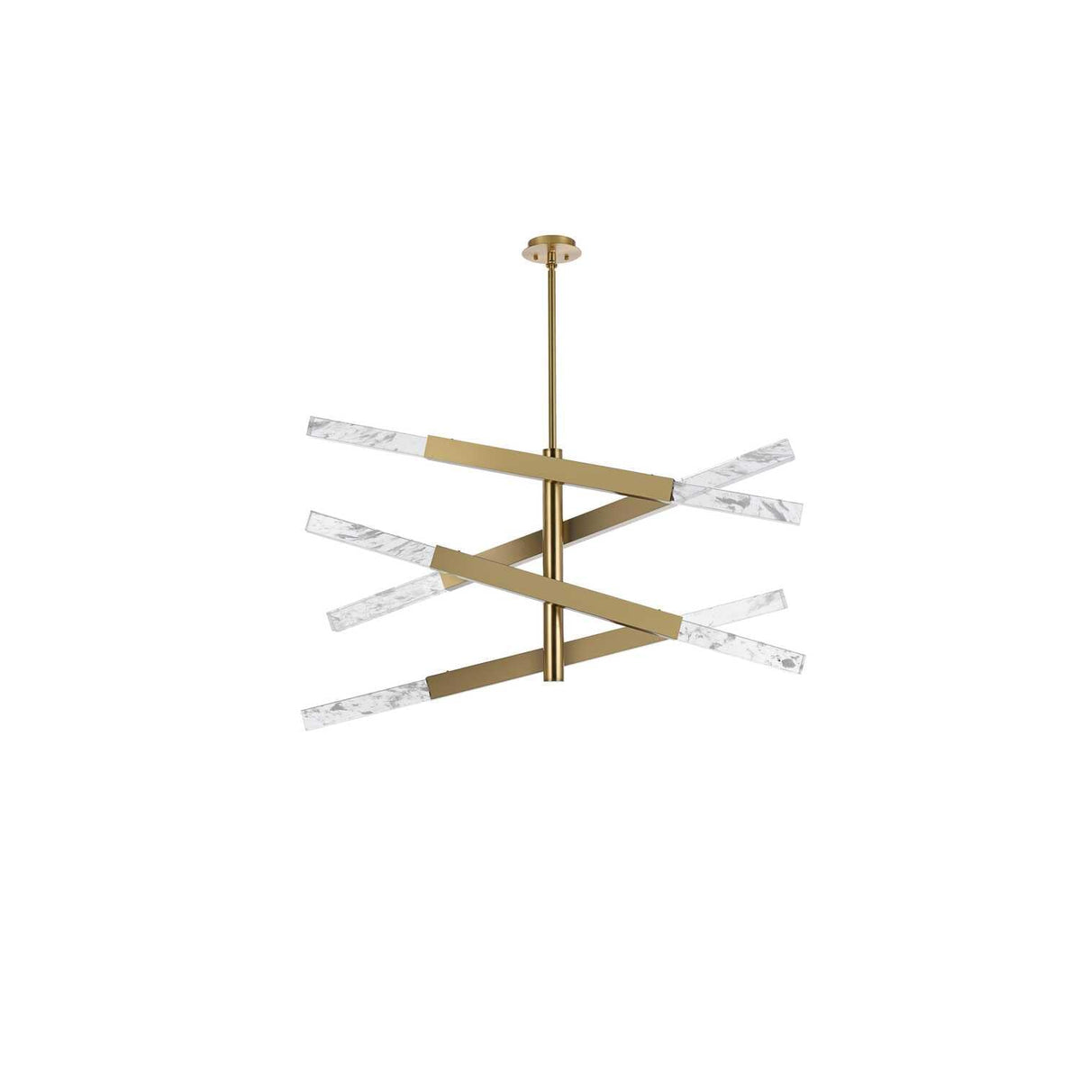 Ari Eight Light Pendant Satin Gold by Lighting Design – Iron and Crystal, Satin Gold, Model 2085L4SG