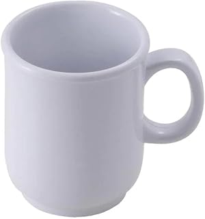 Winco 8 oz White Bulbous Melamine Mug (Set of 12) | Dishwasher safe, Shatterproof, Heat resistant, Comfort grip handle, NSF certified, Great for Coffee, Cocoa and Hot Beverages